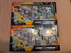 Lot of 2 Pokemon TCG Heavy Hitters Lucario & Tyranitar V Premium Collection Box - Image 1