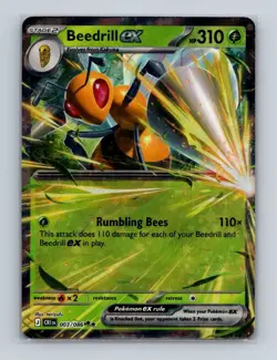 Beedrill ex 003 Pokemon Mega Evolution Chaos Rising Double Rare Card NM+ (a) - Image 1