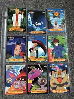 Topps Pokemon Topps Series 1 TV Animation Edition 9-Card Puzzle Lot Oak Jessie - Image 1