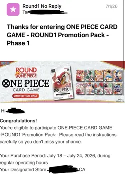 Round 1 One Piece Trading Card Game Promo (ENGLISH) CONFIRMED - 10 SEALED PACKS - Image 2