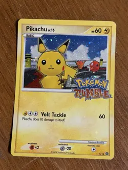 Pokemon Rumble Pikachu Card 7/16 TCG Moderately Played. - Image 1