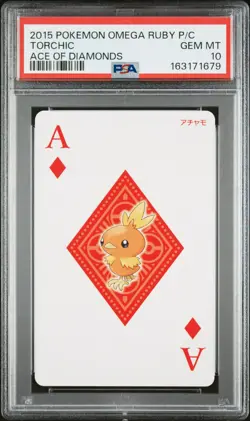 2015 POKEMON OMEGA RUBY PLAYING CARDS ACE OF DIAMONDS TORCHIC PSA 10 - Image 1