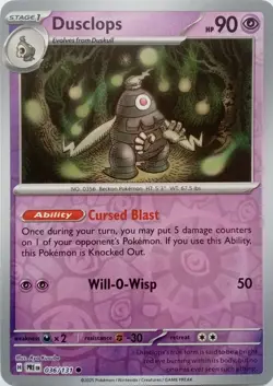 036/131 DUSCLOPS REVERSE HOLO PRISMATIC EVOLUTIONS POKEMON CARD - Image 1