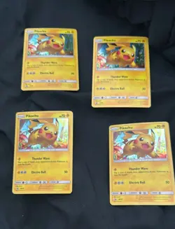 Lot 4 (LP) Pikachu SM76 Black Star Holo Promo Pokemon cards - Image 2