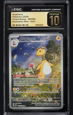 CGC 10 PRISTINE ⭐ #090 AMPHAROS 2026 POKEMON CHAOS RISING IR PSA - Image 1