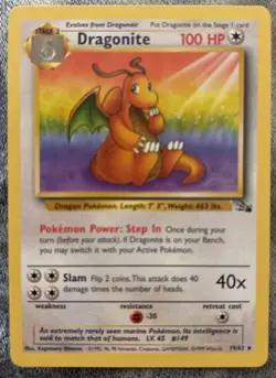 Pokemon TCG Dragonite 2000 Fossil 19/62 Vintage NM Great Centering - Image 1