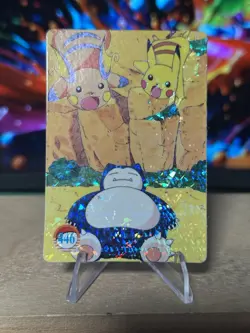 1999 Vintage Pocket Monsters Vending Prism - Snorlax, Pikachu, Raichu #446 LP+ - Image 1