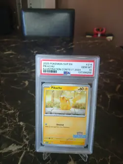Pikachu 214 Illustration Contest 2024 SVP English Promo Holo PSA 10 - Image 1