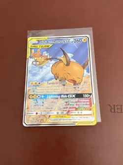 Pokemon Raichu and Alolan Raichu GX Tag Team Alt Art Card 221/236 Unified Minds - Image 2