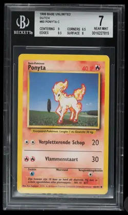 1999 Pokemon Base Unlimited Ponyta BGS 7 Dutch #60 - Image 1