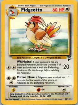 Pokemon TCG Pidgeotto 28/130 Base Set 2 MP - Image 1