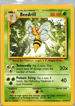 Pokemon TCG Beedrill 17/102 Base Set MP - Image 1