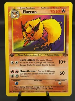 UNPLAYED 1999 WOTC Pokemon Flareon 19/64 Jungle 1st Edition Rare Non Holo - NM - Image 2