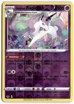 Pokemon TCG Galarian Rapidash 082/202 SWSH01: Sword & Shield Base Reverse Holo - Image 1