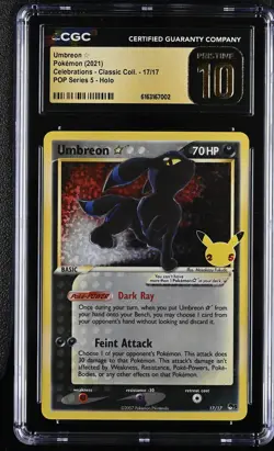 Pokemon Umbreon Gold Star Celebrations Classic Coll. 17/17 Holo CGC 10 Pristine - Image 1
