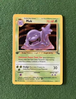 Pokemon TCG - Muk 13/62 - Holo Rare 1st Edition Fossil Vintage Pokemon Card MP - Image 1