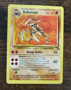 Pokemon Fossil Kabutops 24/62 Non Holo Rare NM - Image 1