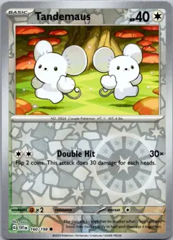Tandemaus 160/198 Common Scarlet & Violet Pokemon Reverse Holo Near Mint - Image 1