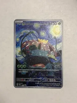Venusaur with The Starry Night Van Gogh Collectible Fan Art Gold Metal Card NM/M - Image 1