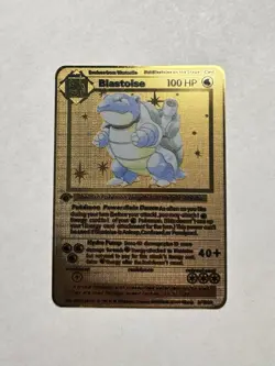 1st Edition Blastoise 2/102 Gold Metal High Quality Fan Art Card Collectible - Image 1