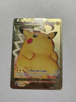 Pikachu Vmax Gigantamax G-Max Volt Tackle Gold Metal Fan Art Card 044/185 M/NM - Image 1