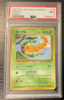 Pokemon PSA 9 MINT Weedle 1998 Vending Series 1 Japanese Promo Card - Image 1