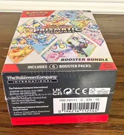 Pokemon TCG Scarlet & Violet Prismatic Evolutions Booster Bundle Box 6 Packs - Image 1