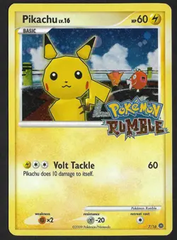 Pokemon Pikachu 7/16 Promo Holo Rumble Basic 60 HP Volt 2009 English Promo - Image 2