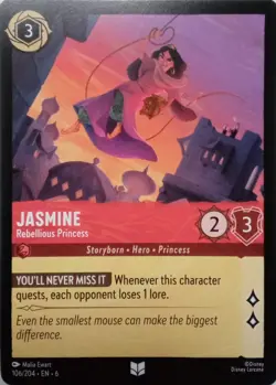 106/204 JASMINE REBELLIOUS PRINCESS AZURITE SEA UNCOMMON DISNEY LORCANA CARD - Image 1