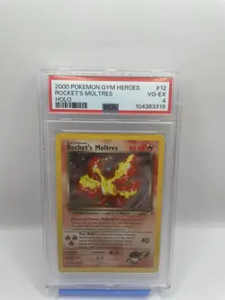 Pokemon TCG Rockets Moltres Holo Rare Card 12/132 Gym Heroes PSA 4 - Image 1
