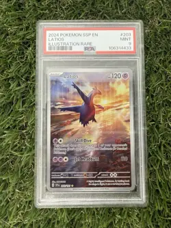 PSA 9 MINT Latios 203/191 Illustration Rare 2024 Pokemon Card Surging Sparks - Image 1