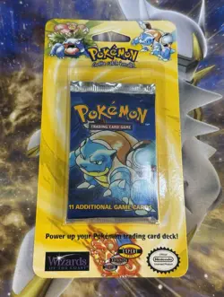 Pokemon TCG Base Set WOTC 1999 Sealed Blister Pack 11 Cards Blastoise - Image 1