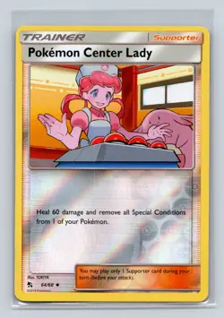 Pokemon Center Lady Reverse Holofoil Uncommon Hidden Fates 64/68 NM - Image 1