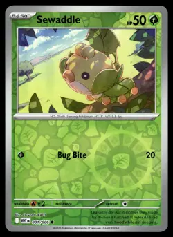 Sewaddle 001/086 Common White Flare Pokemon Reverse Holo Near Mint - Image 1
