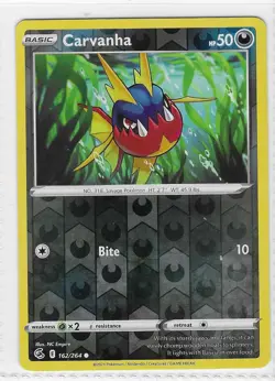 Carvanha 162/264 Common Fusion Strike Pokemon Reverse Holo Near Mint - Image 1