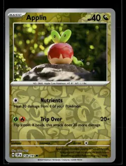 Pokemon TCG SV08: Surging Sparks #138/191 Applin Reverse Holo - Image 1