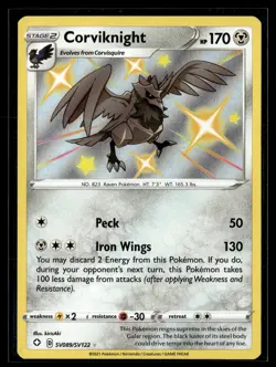 Pokemon TCG Shining Fates: Shiny Vault #SV089/SV122 Corviknight - Image 1