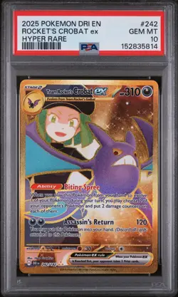 Team Rocket's Crobat EX 242/182 Hyper Rare Dri En-Destined Rivals Pokemon PSA 10 - Image 1