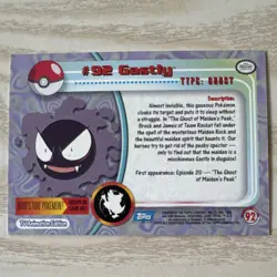 Topps Pokemon Gastly #92 2000 TV Animation Edition Non Holo Blue Logo - Image 2