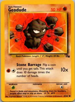 Geodude 47/62 Common Fossil Pokemon Unlimited Lightly Played - Image 1