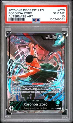 PSA 10 2025 ONE PIECE OP12 LEGACY OF THE MASTER 020 RORONOA ZORO ALT ART - Image 1