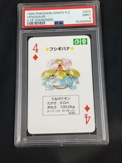 1996 Pokemon Green Version Playing Cards Venusaur 4 OF DIAMONDS #003 PSA 9 - Image 1