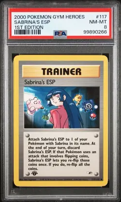 2000 Pokemon 1st Edition Gym Heroes # 117 Sabrina's ESP PSA 8 Card NM-MINT! - Image 1