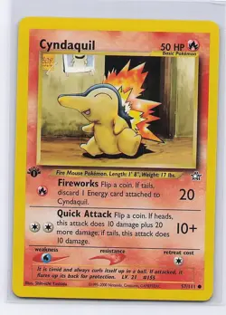 Cyndaquil 57/111 Common Neo Genesis Pokemon 1st Edition Moderately Played - Image 1