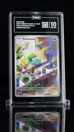 Pokemon TCG Bulbasaur Stellar Crown Illustration Holo Card 143/142 TAG 10 - Image 1