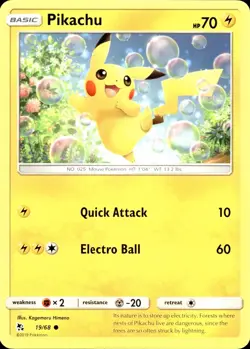 PIKACHU 19/68 Pokemon Card Hidden Fates Near Mint - Image 1