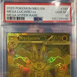 The Pokemon Company Mega Lucario EX 188/132 ME01 Mega Hyper Rare Holo PSA 10 - Image 5