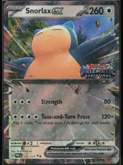 Pokemon Snorlax ex (Prismatic Evolution Stamped) Double Rare Holo 076/131 NM - Image 1
