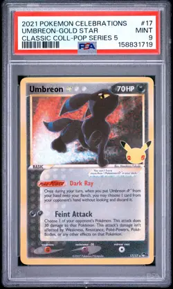 2021 POKEMON CELEBRATIONS CLASSIC COLLECTION #17 UMBREON-GOLD STAR PSA 9 - Image 1