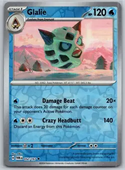 Glalie 052/167 Uncommon Twilight Masquerade Pokemon Reverse Holo Near Mint - Image 1